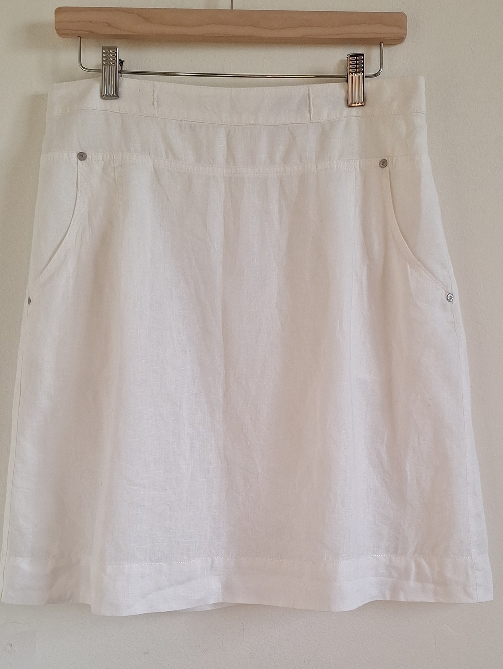 Sandwich_ 100% Linen Cream Beige Lined Skirt Size 36